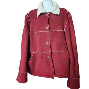 Braetan Red Teddy Jacket with Cream Collar